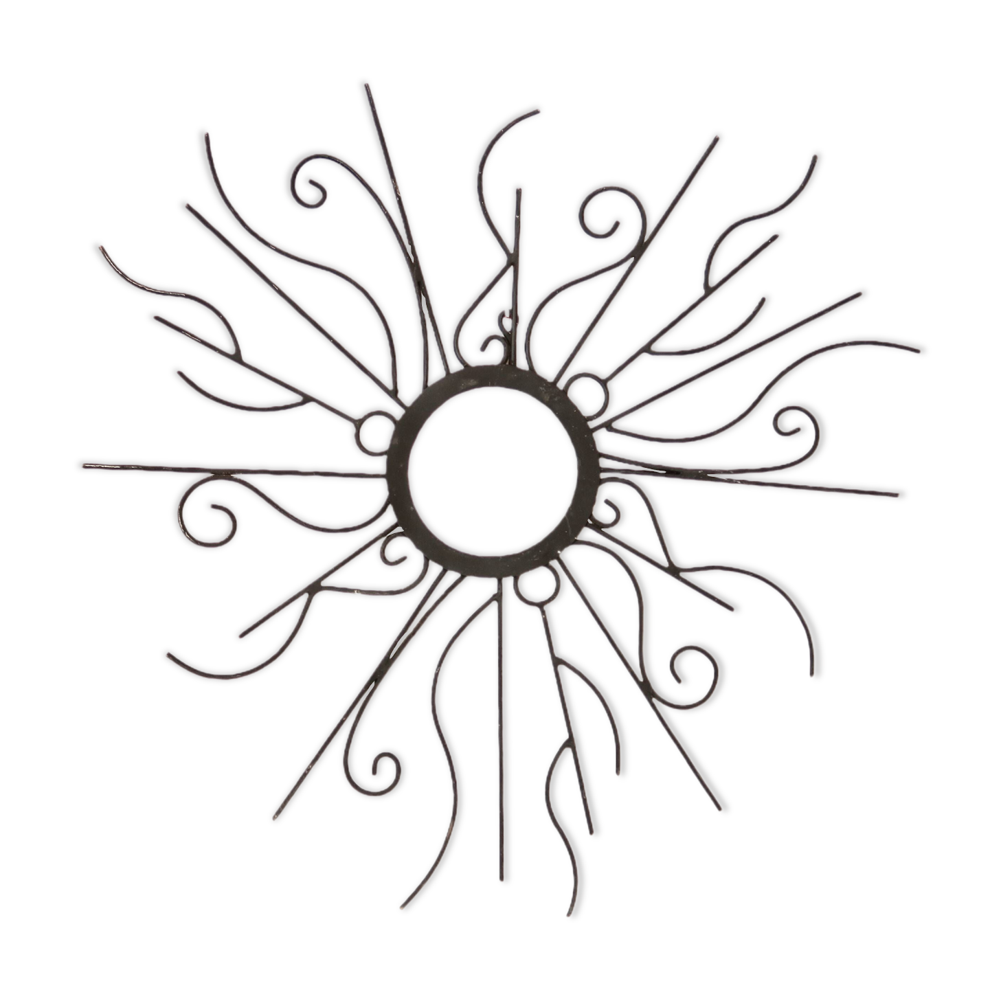 Large black metal sun mirror, 1970s