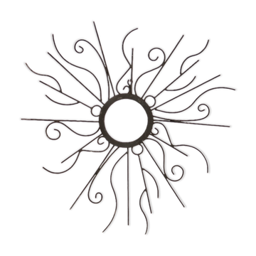 Large black metal sun mirror, 1970s