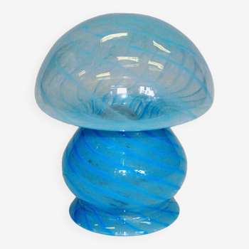 Lampe de table scandinave en verre Blue Mushroom années 1970