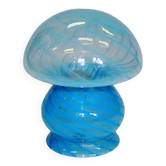 Lampe de table scandinave en verre Blue Mushroom années 1970
