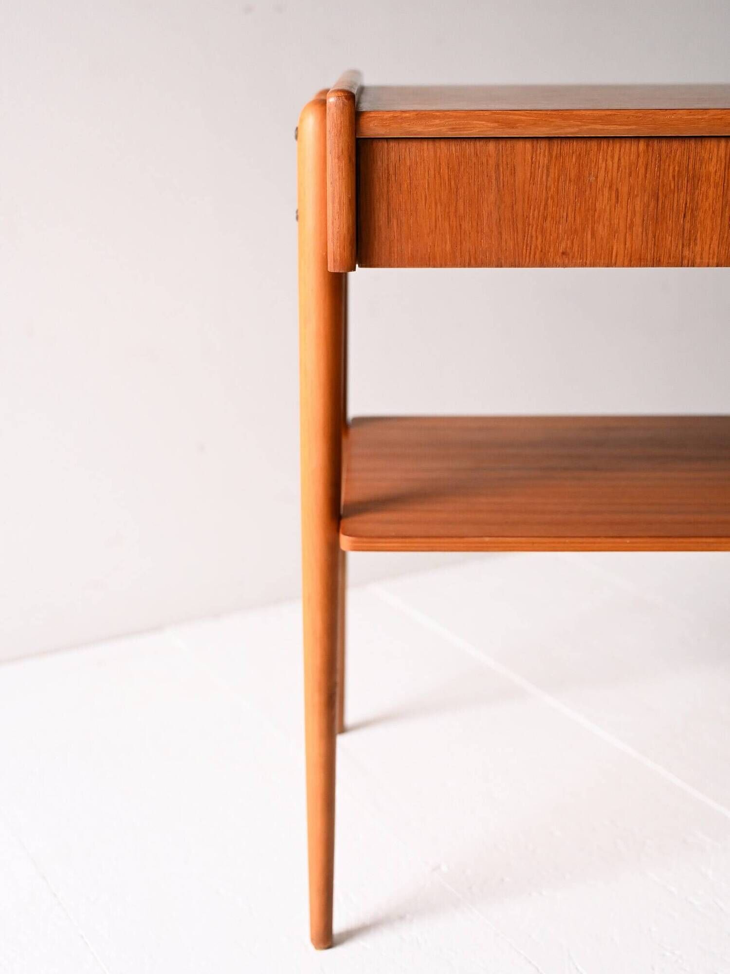 Pair of Vintage Scandinavian Teak Nightstands with hidden drawer