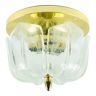 Flower shaped brass & glass flush mount from limburg, germany, 1960s
