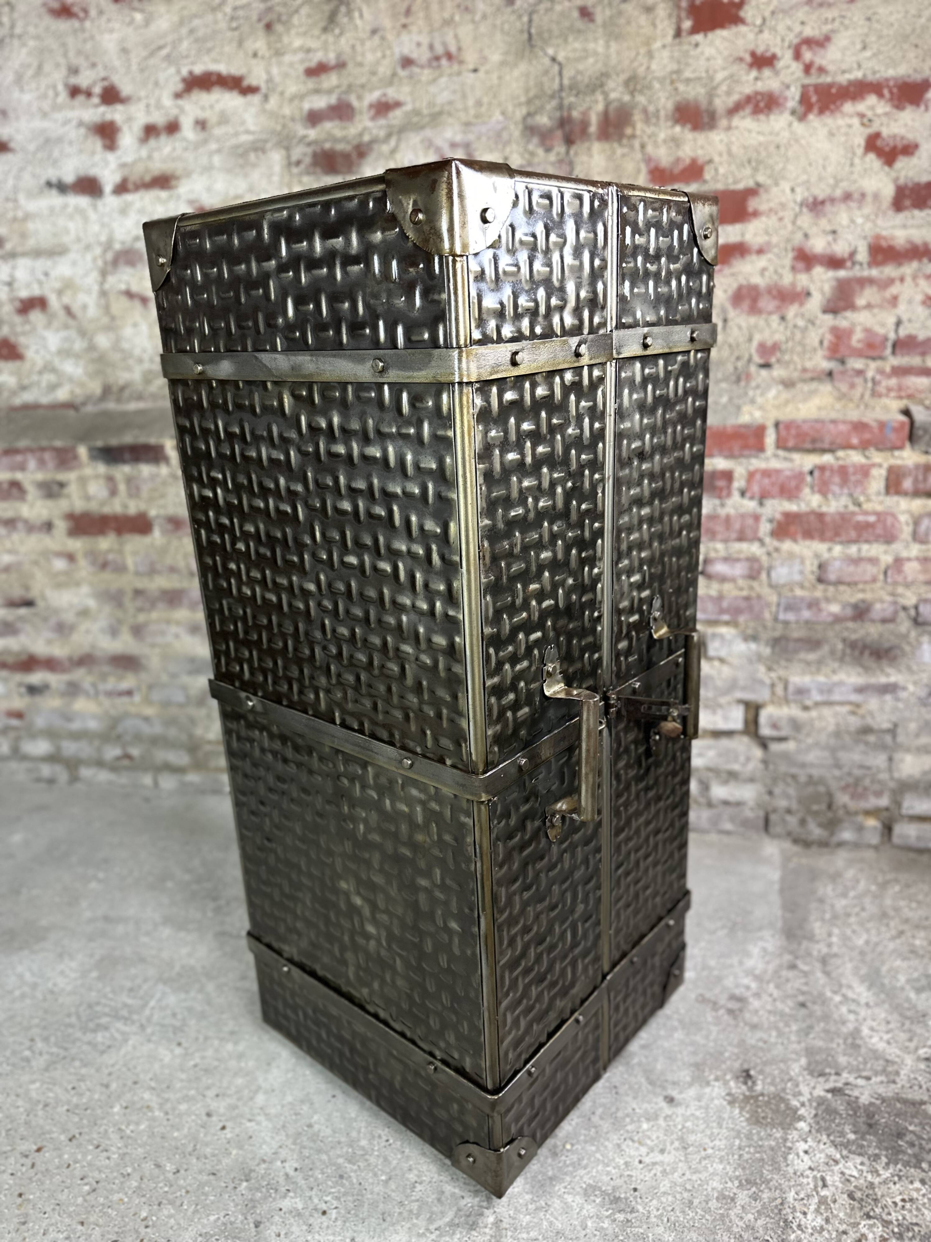 Bar trunk/storage unit in embossed steel 1980