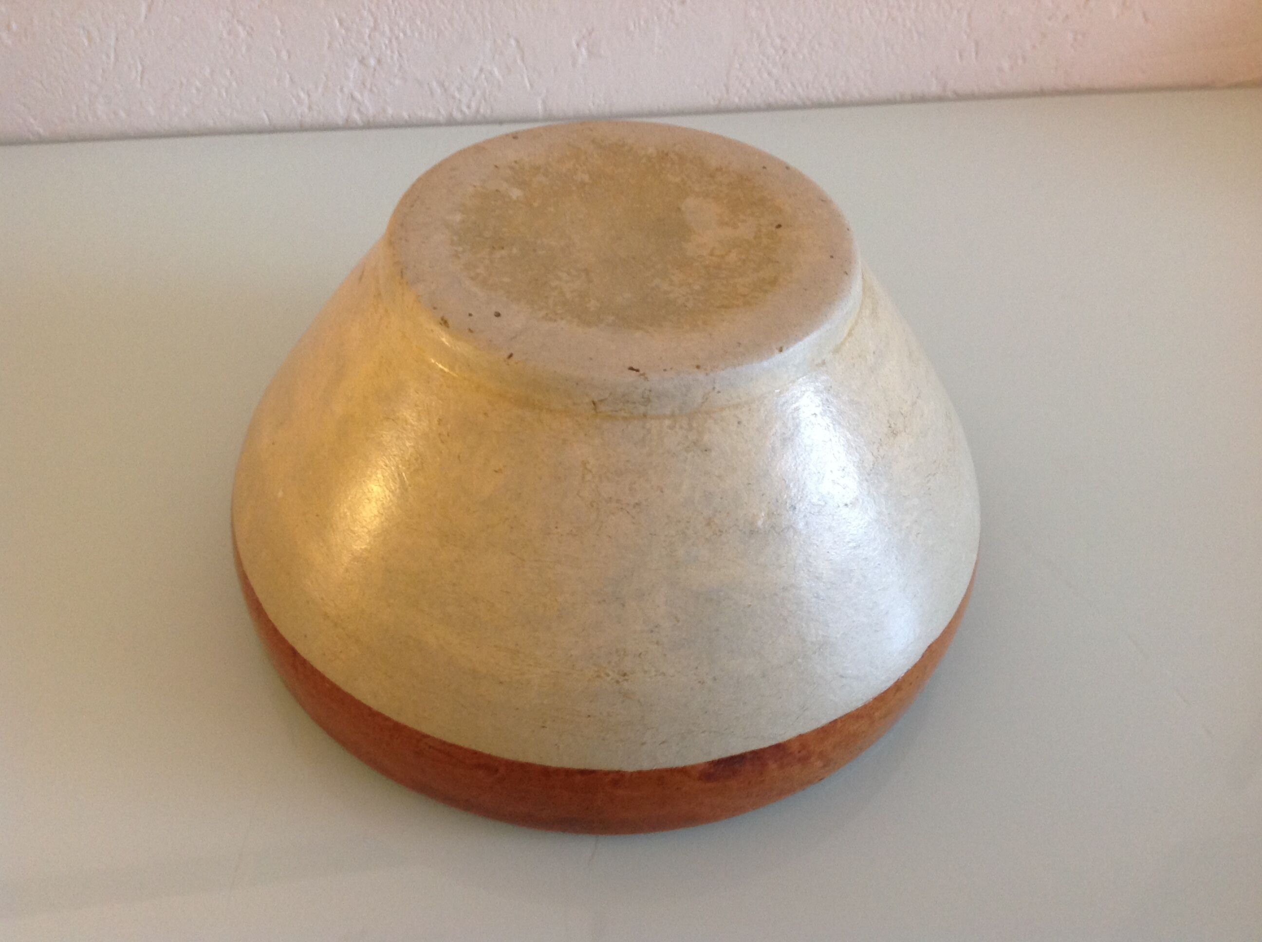 Grey and brown varnished cermic salad / vintage 60-70s