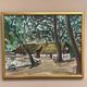 Original Swedish oil on canvas “Secret Huts” by Ake Berg, signed, vintage & framed 41x33cm