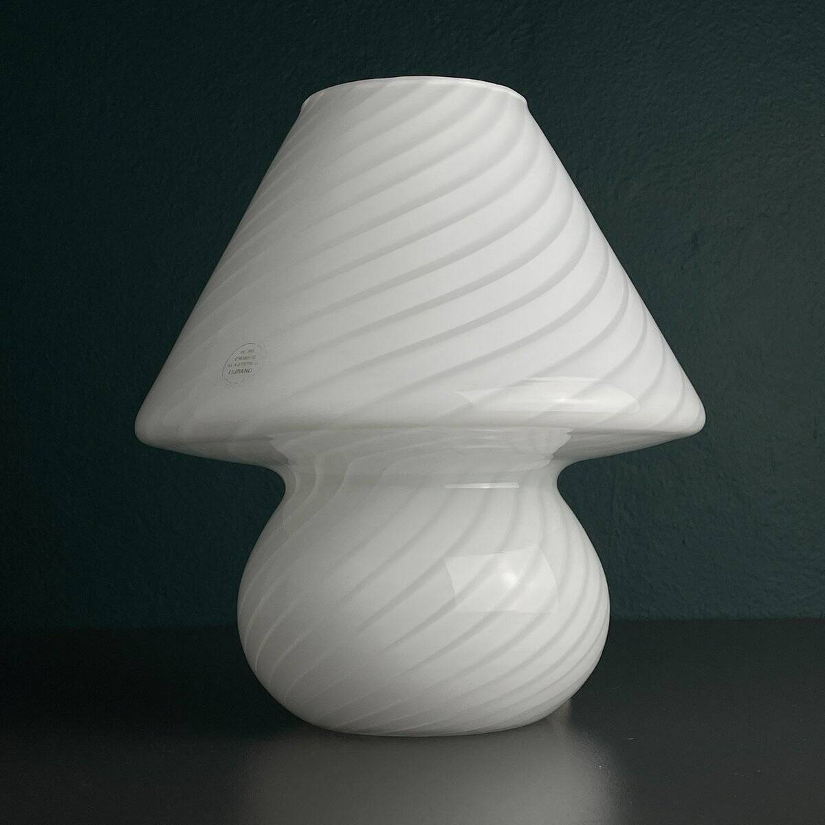 Vintage Murano glass table lamp in a swirling mushroom shape, Italy, 1970s.