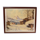 Old painting, snow landscape signed Salanon, mid-20th century