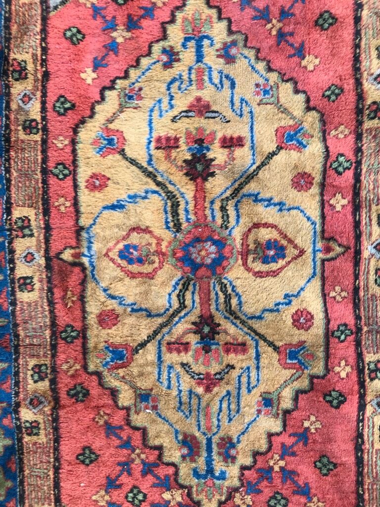 Tapis ancien d’orient sinkiang fait main 68x139 cm