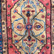 Old sinkiang oriental rug handmade 68 x 139 cm