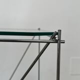 Side table in chromed metal and glass 70s