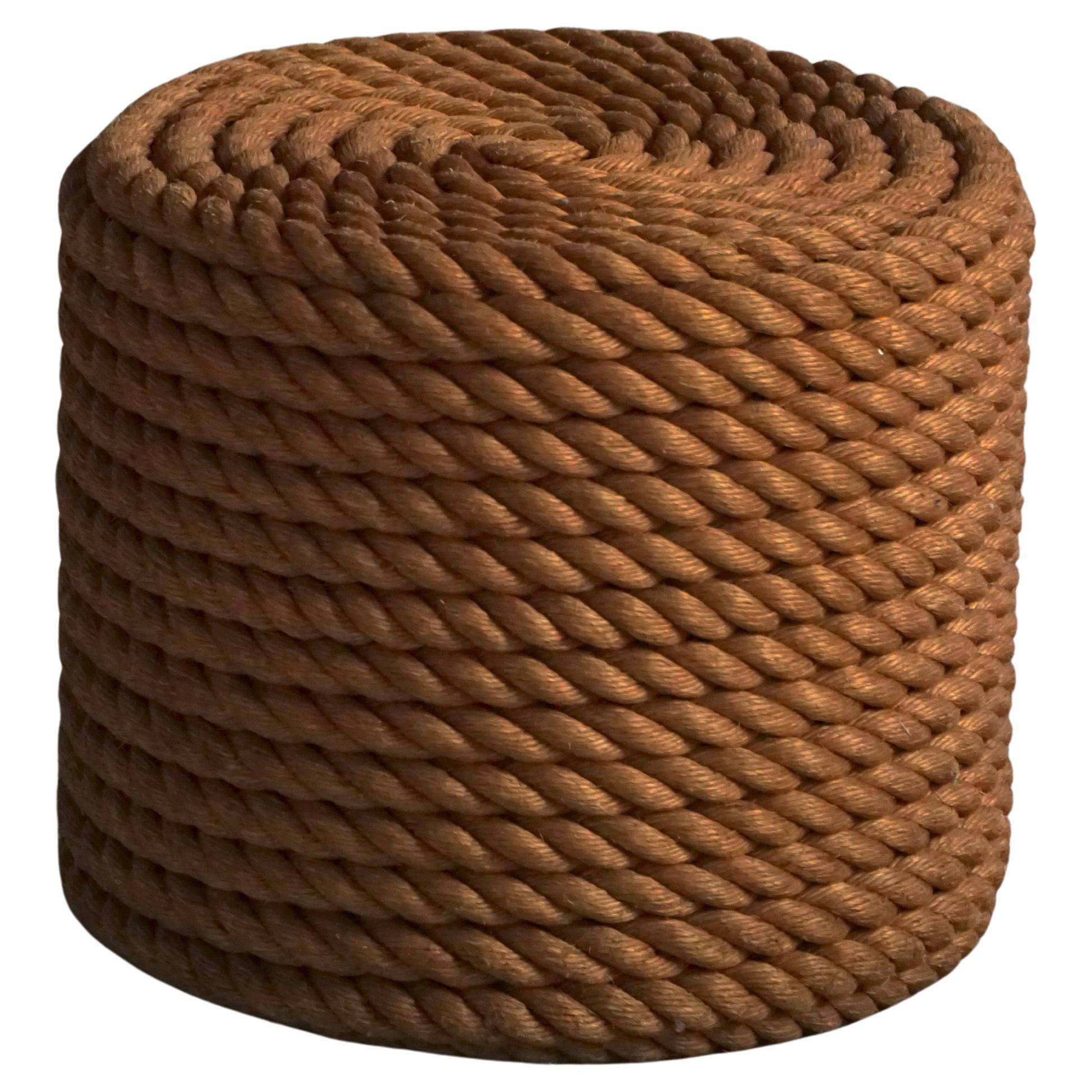 Side table / Ottoman in cord in modern French style from the late 20th century, 1980s.