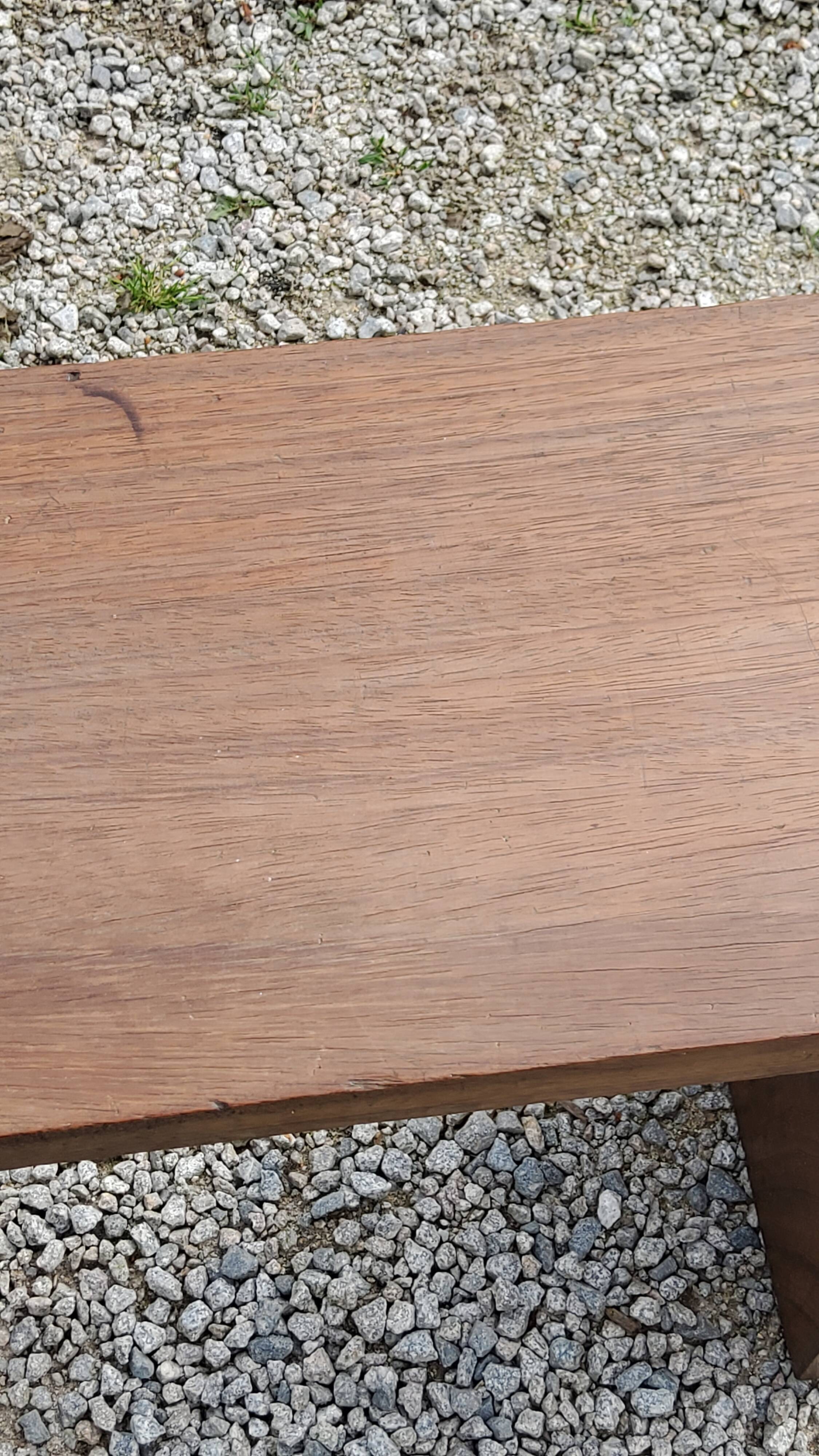 Brutalist bench of the 30s in solid mahogany