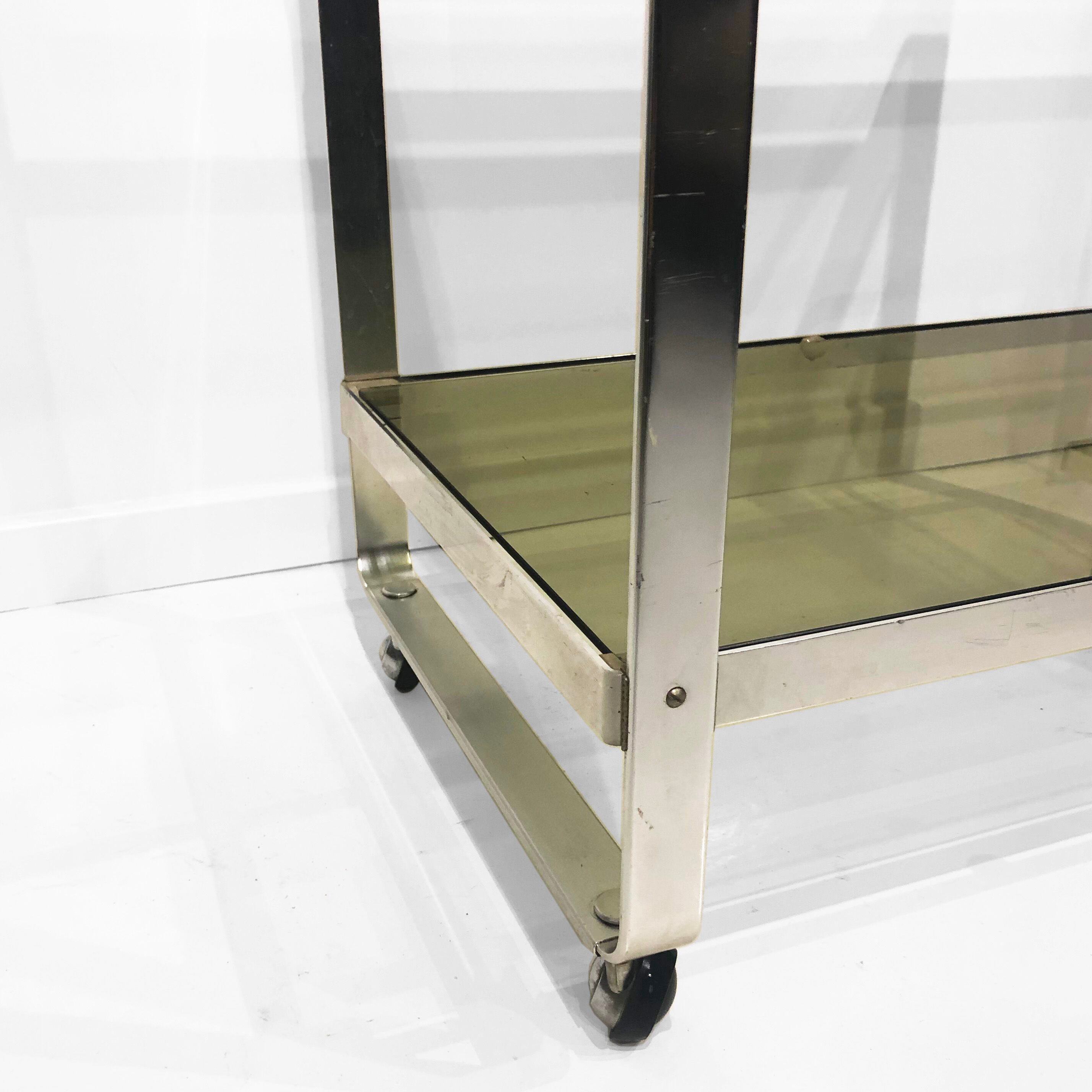 Av Handwerk Space Age Drinks Bar Cart Trolley Chrome Midcentury Modern Smoked Glass