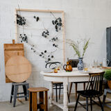 Oval solid wood table "Café Crème" Kumquat