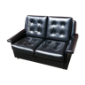 2-seater vintage black leather sofa