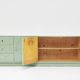 Buffet vintage des années 1970, vert pastel, relief, finition brillante, chrome