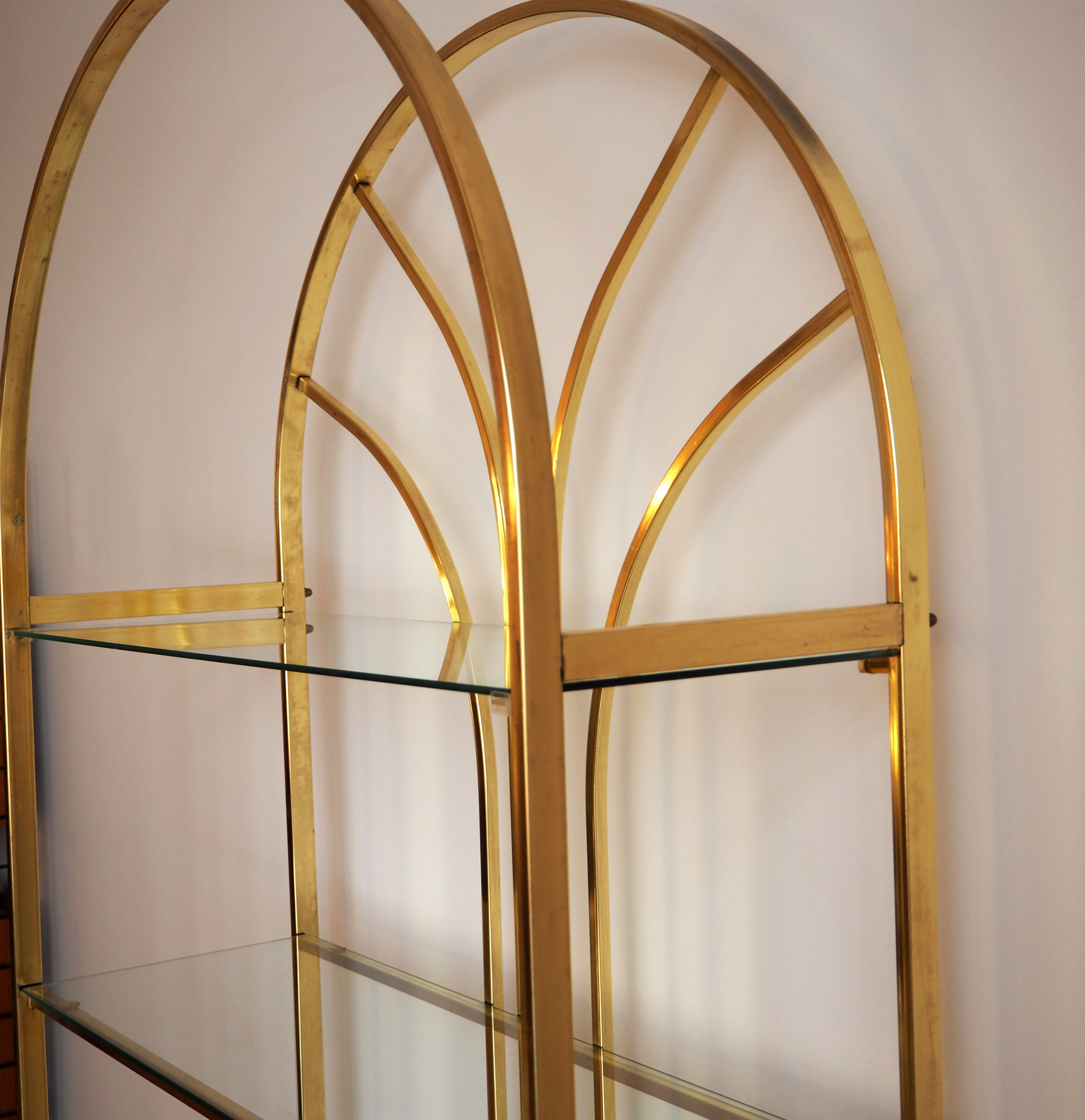 Gold glass and metal shelf