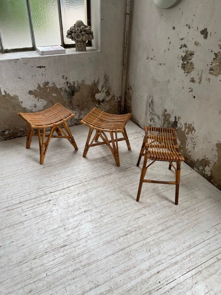 Set 3 rattan stools