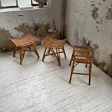 Set 3 rattan stools