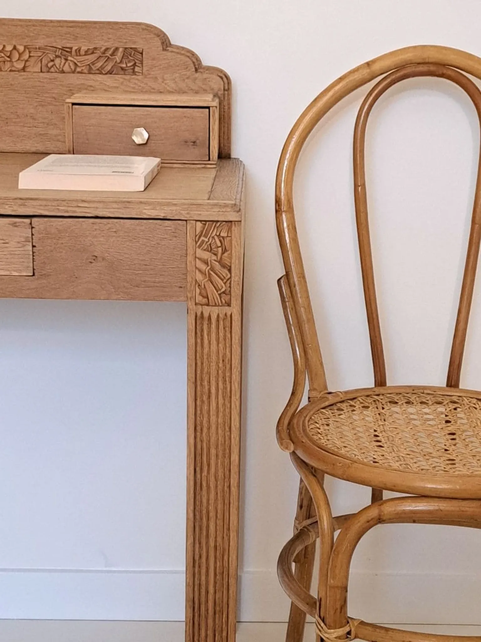 Vintage bamboo and cane chair, Thonet bistro style.