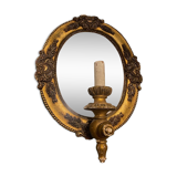 Italian gold gilded wooden mirror sconce, 1950s