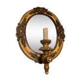 Italian gold gilded wooden mirror sconce, 1950s