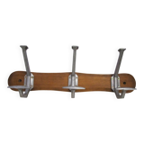 Wall-mounted coat rack in wood and metal with 3 hooks