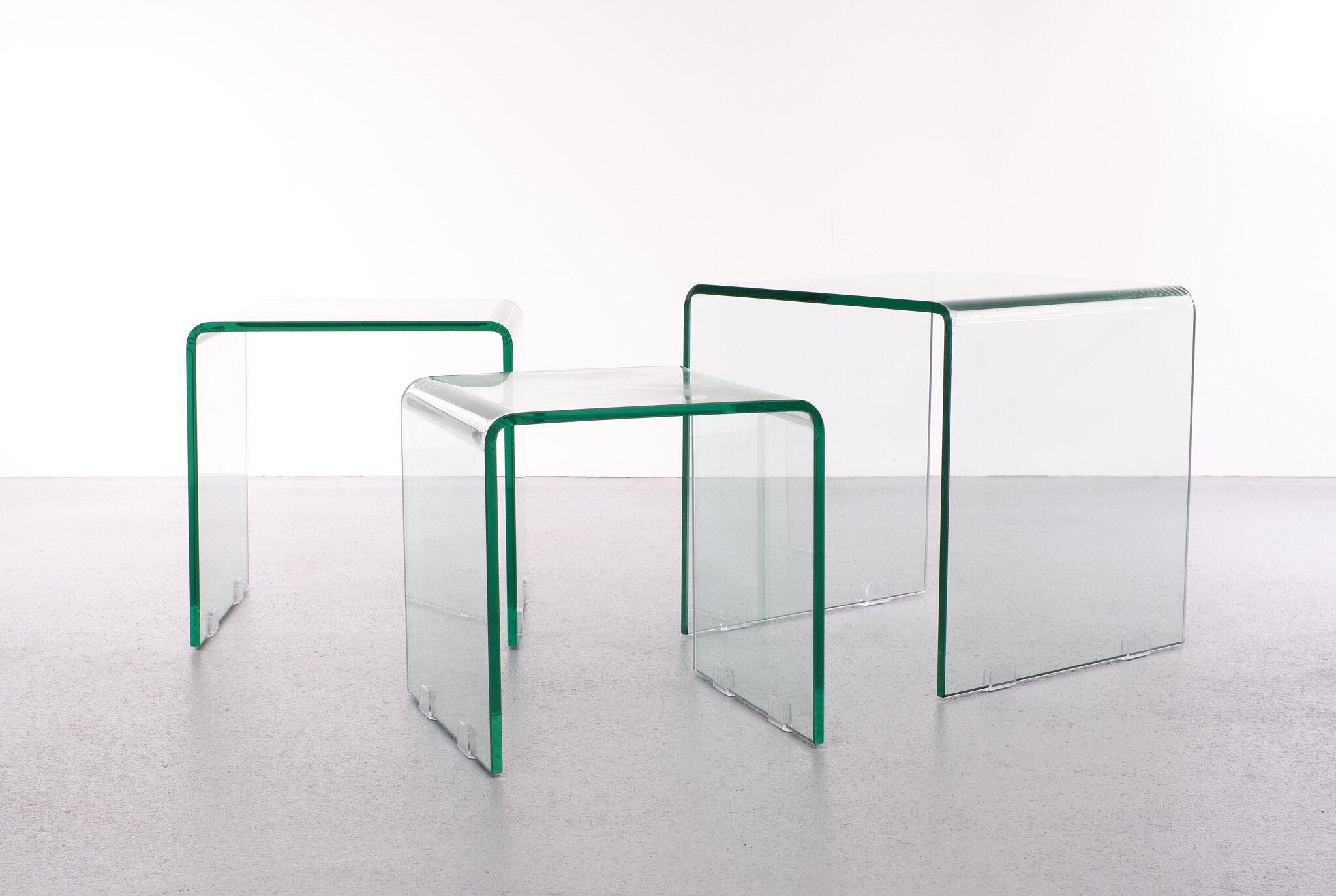 Glass nesting tables italy 1980s