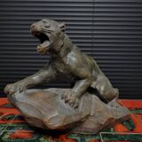 Keramieken beeld tijger, période Art déco, conçu par A. Fagotto