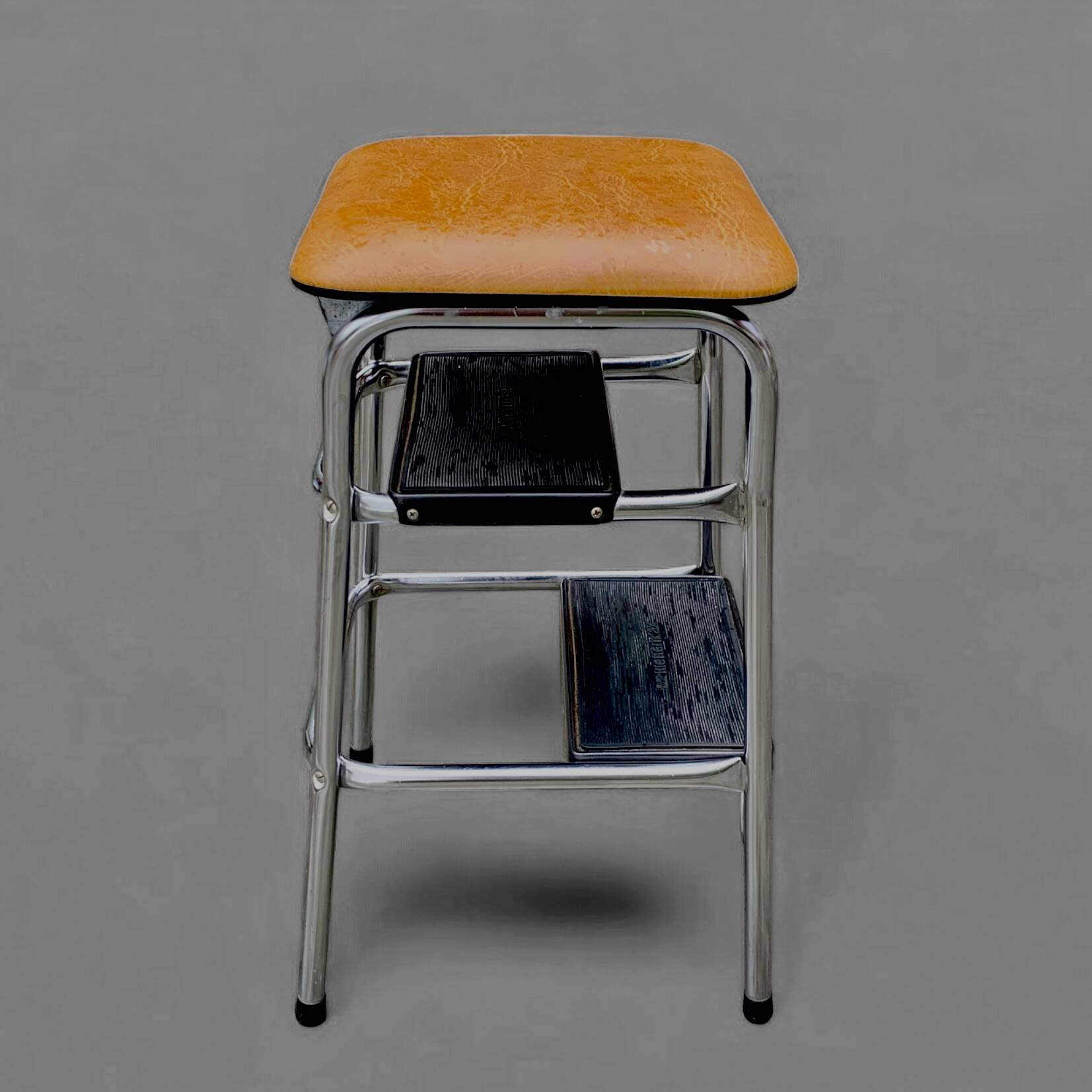 Vintage step stool in Skai and chrome metal - Hailo Klettermax