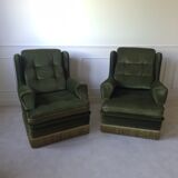 Pair of fringed armchairs