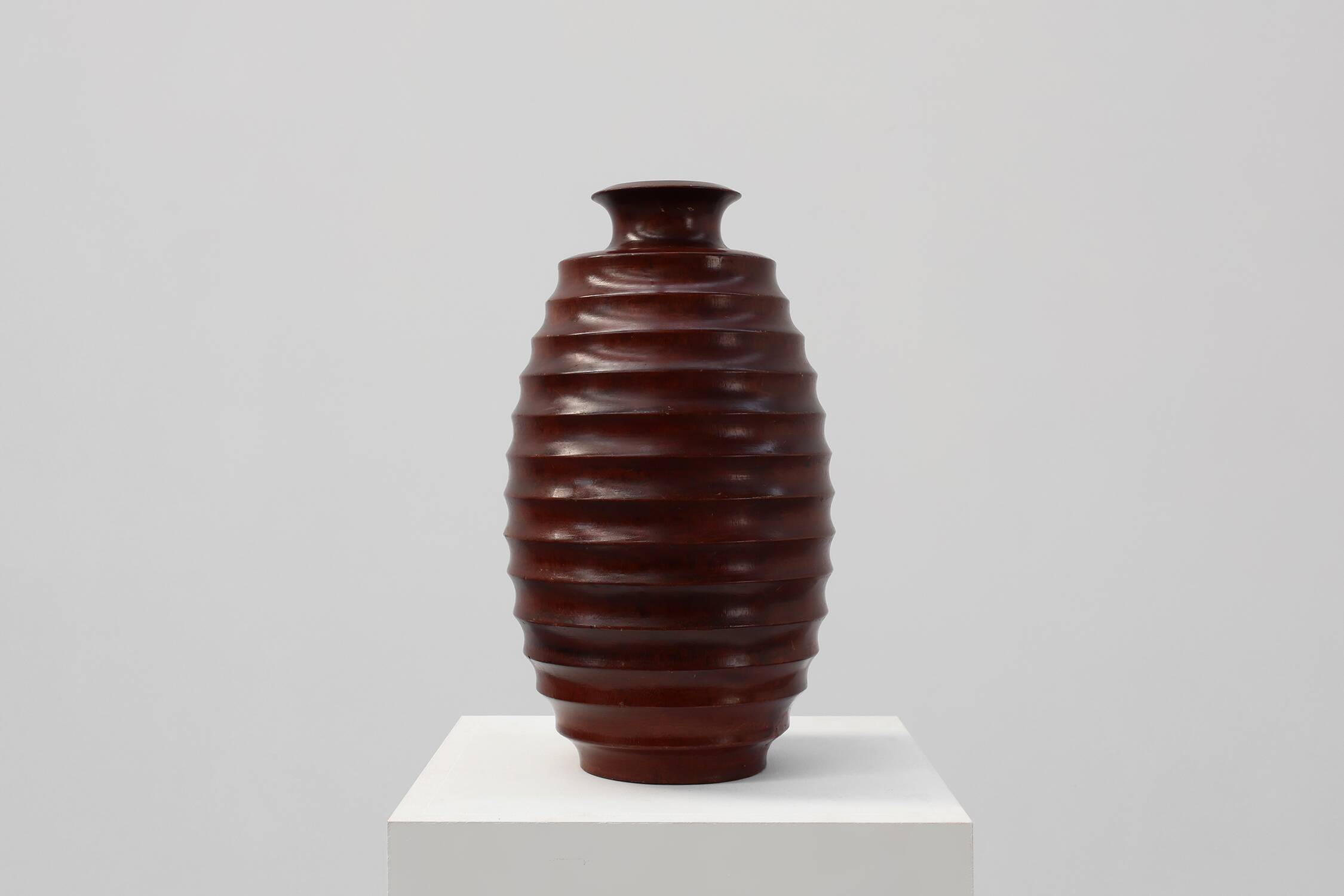 Large French turned wood vase in Art Deco style, ca. 1925