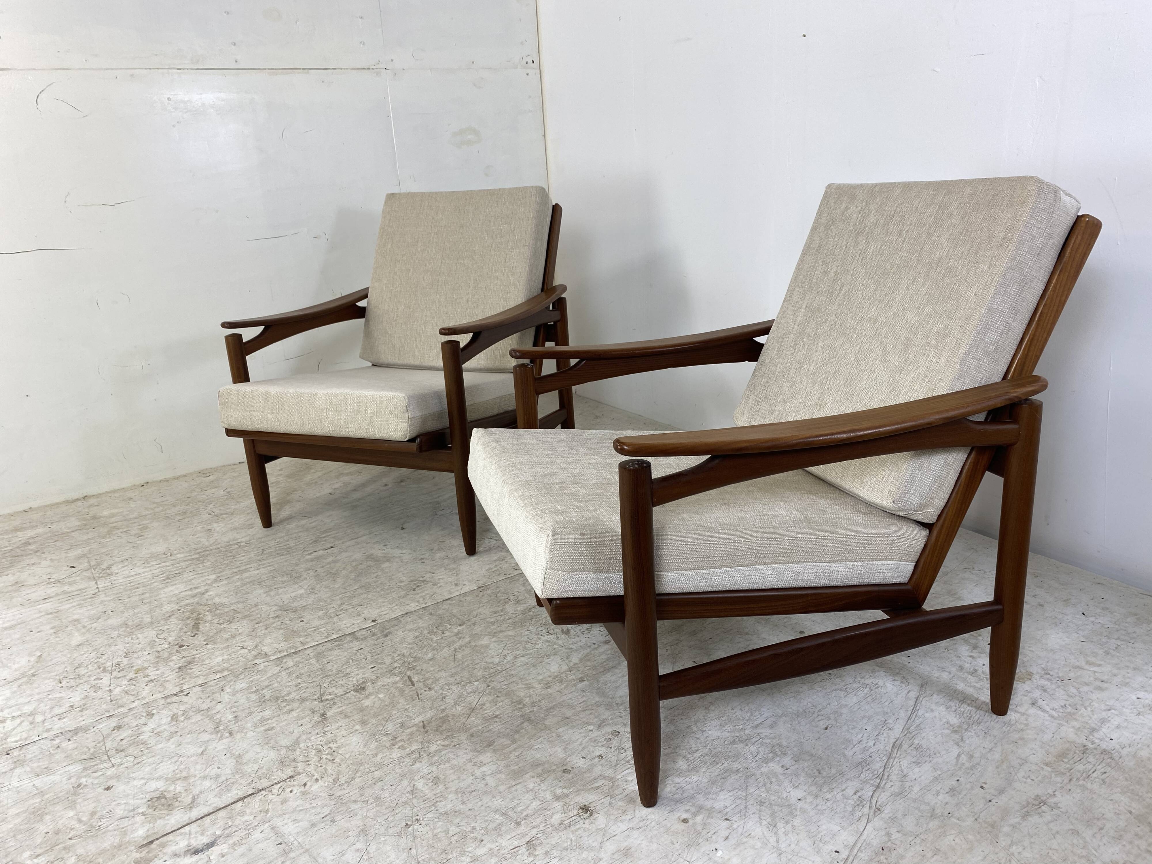 Vintage Danish Style Teak Mid-Century Set of 2 Chairs, 1950s