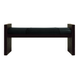 Maërl SEPIA bench, ebonized chestnut and black leather.