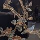 Vintage Chinese lacquer cabinet with black flowers and birds / bohemian