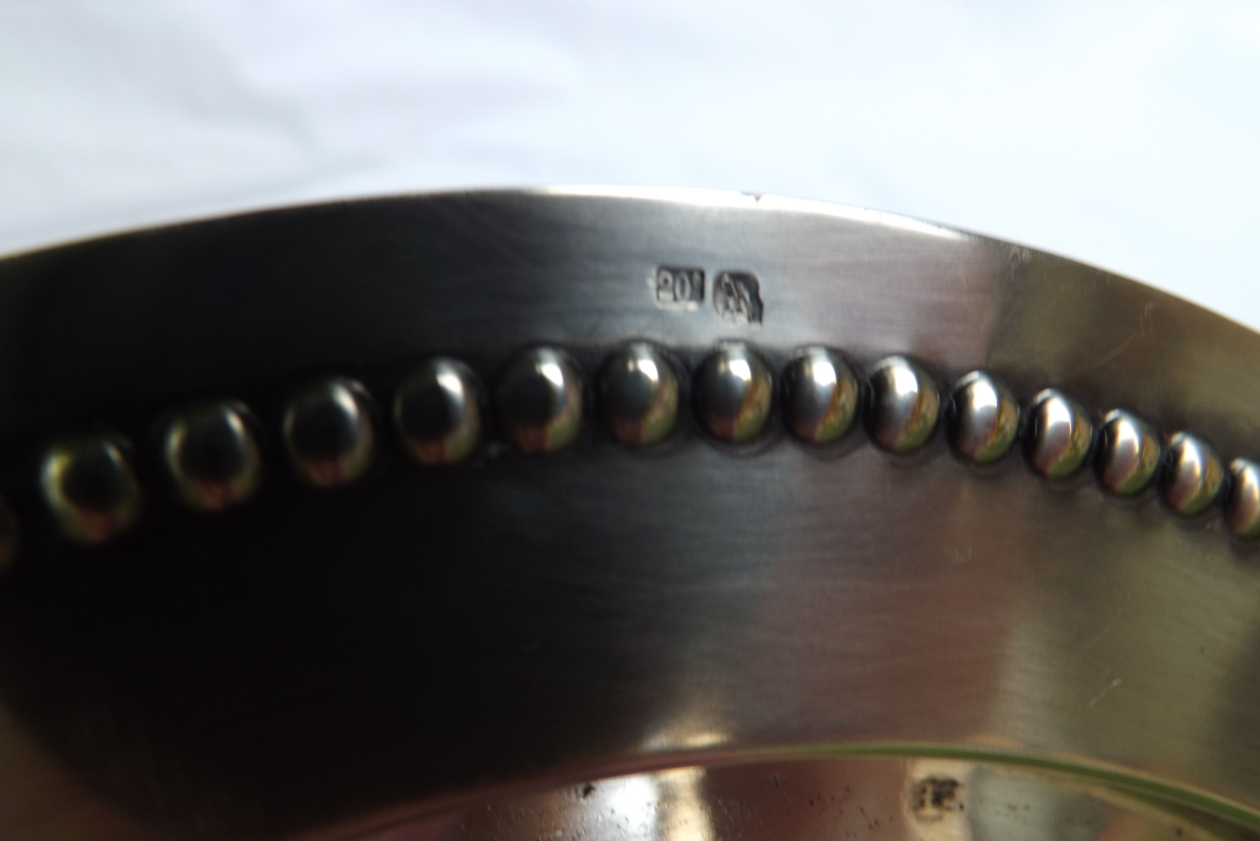 Dish to hors d'oeuvres crystal and silver marked monogram, number