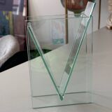 Vase design sculptural en verre – marque leonardo – style brutaliste /