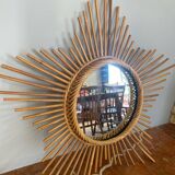 Very beautiful vintage rattan sun mirror