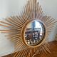 Very beautiful vintage rattan sun mirror