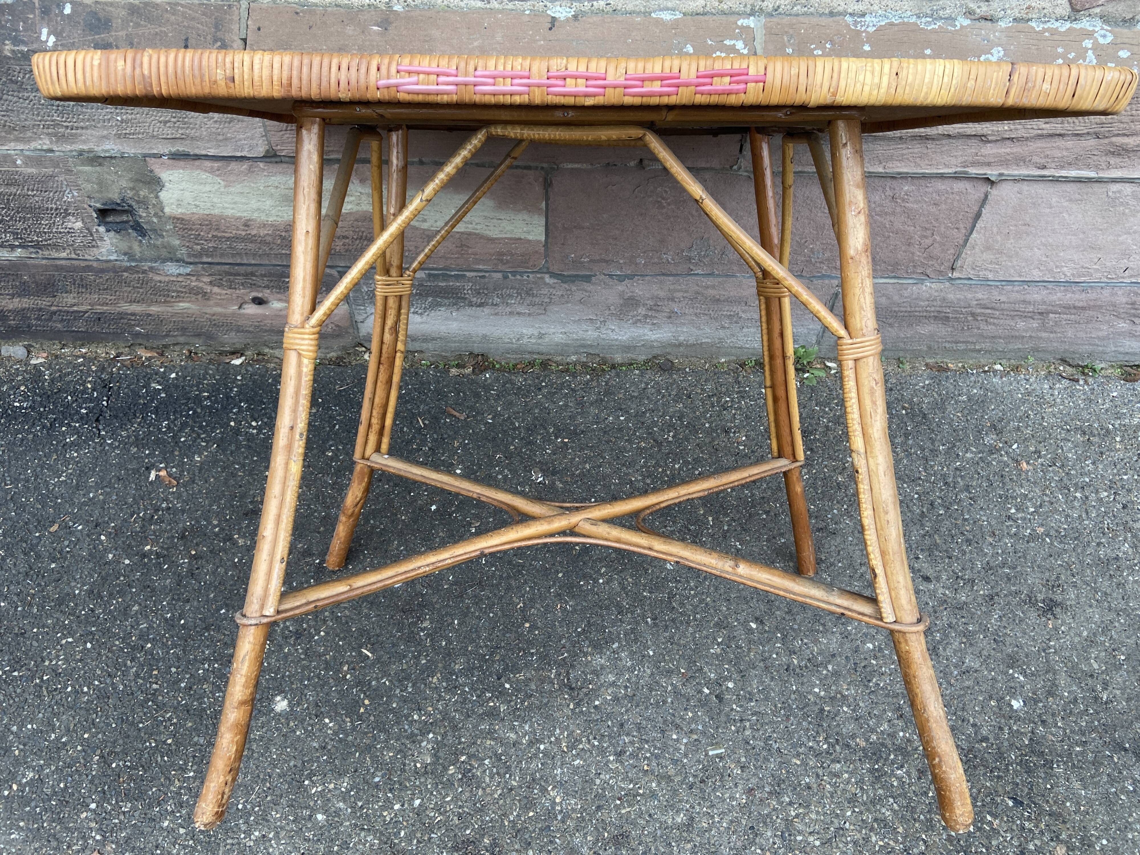 Vintage bamboo & rattan table 1950