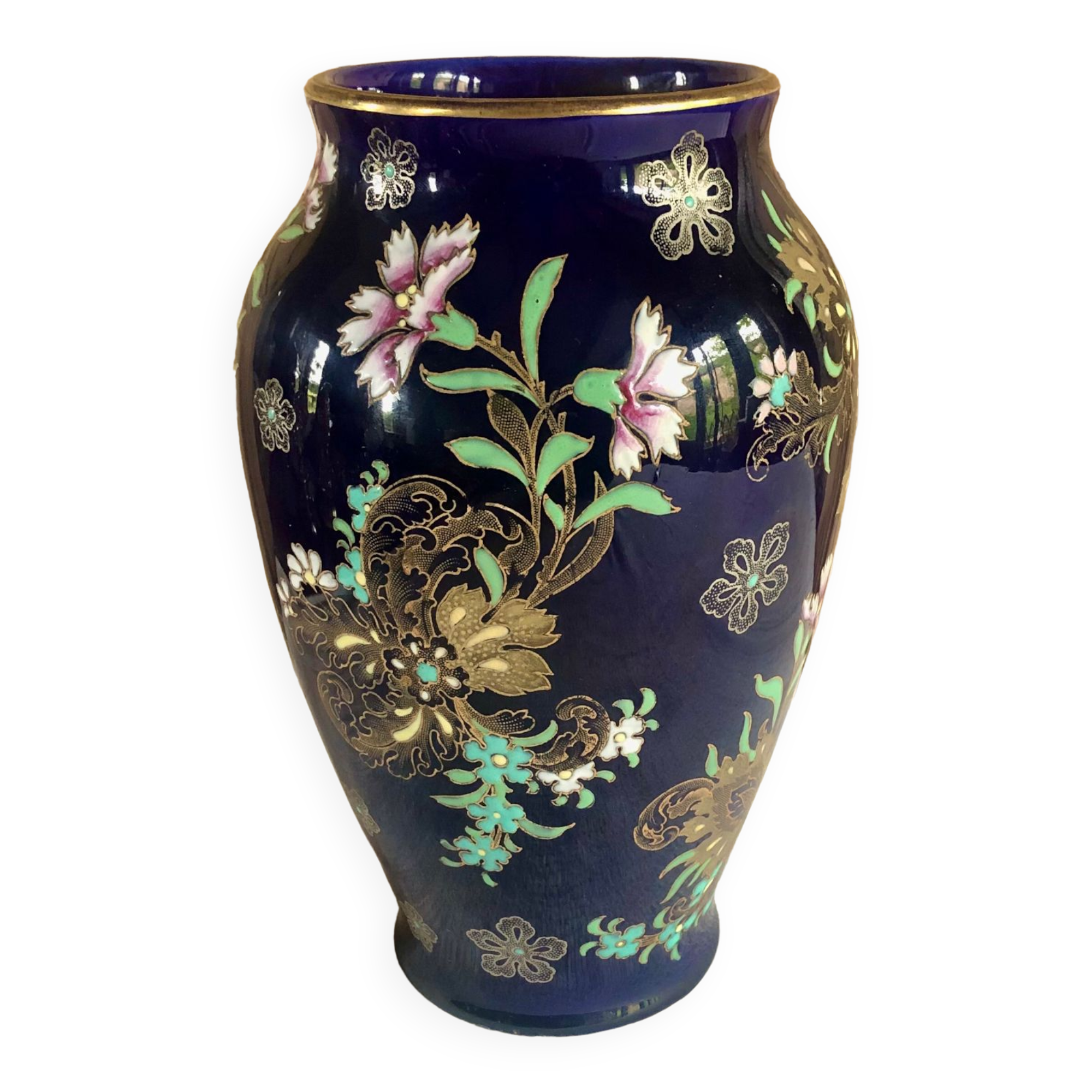 Old vase baluster enamelled lamp Boch Frères Keramis Belgium