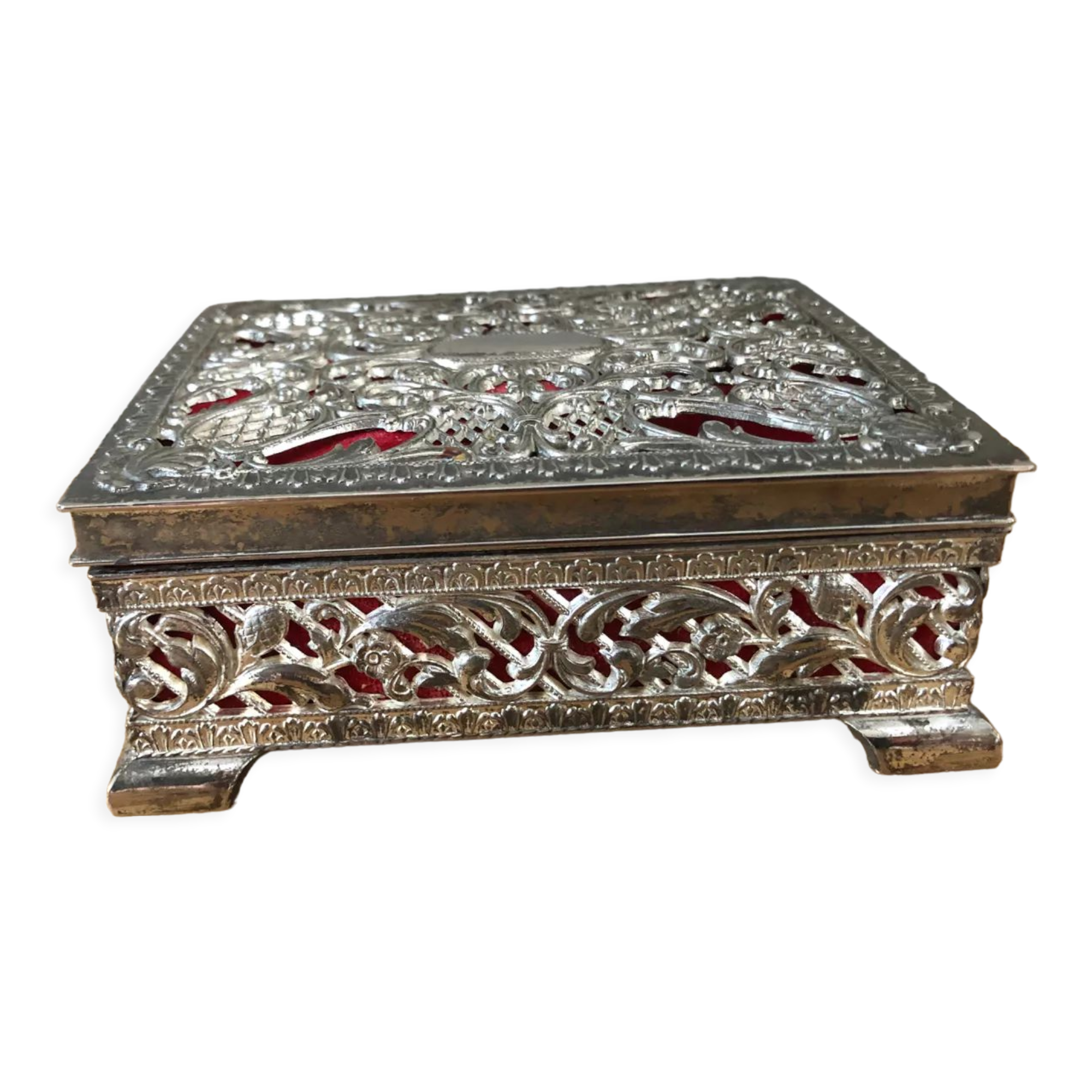 Silver metal jewelry box