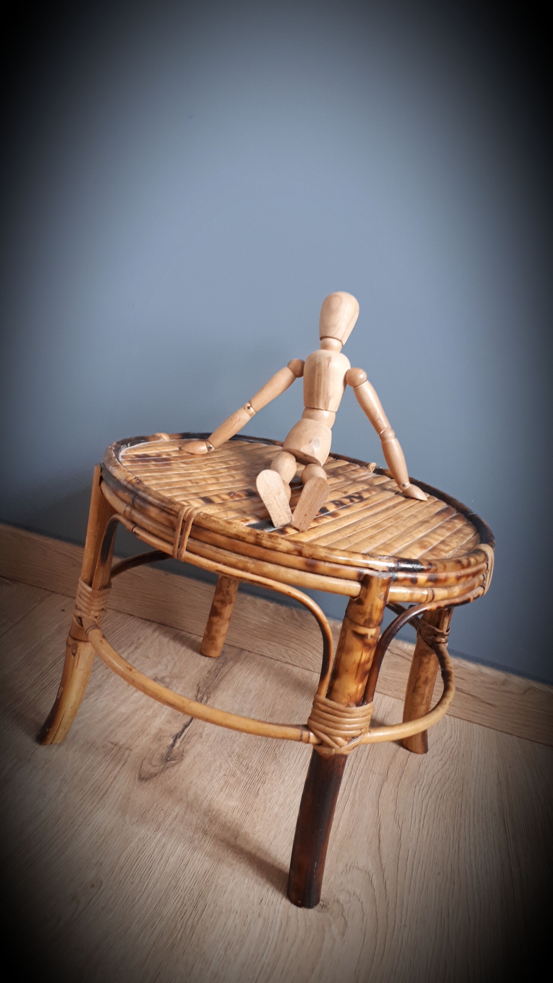 Bamboo stool under plant