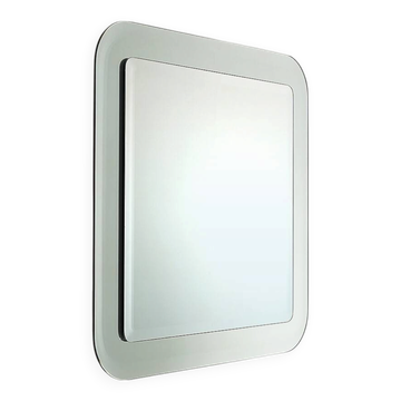 Miroir carré avec bords biseautés, années 1970