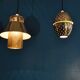 Pair of hanging lamps brass perforated Hans - Agne Jakobsson, 1960