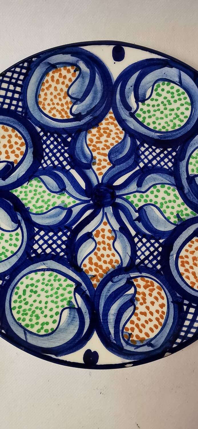 Spanish hand painted ceramic wall plate