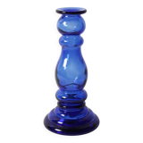 Bougeoir vintage en verre bleu cobalt / Italie / Années 1990