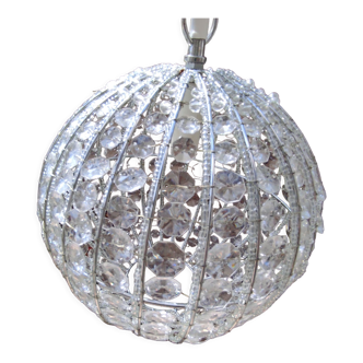 Ball shaped chandelier with hexagonal tassels and transparent pearls Vintage