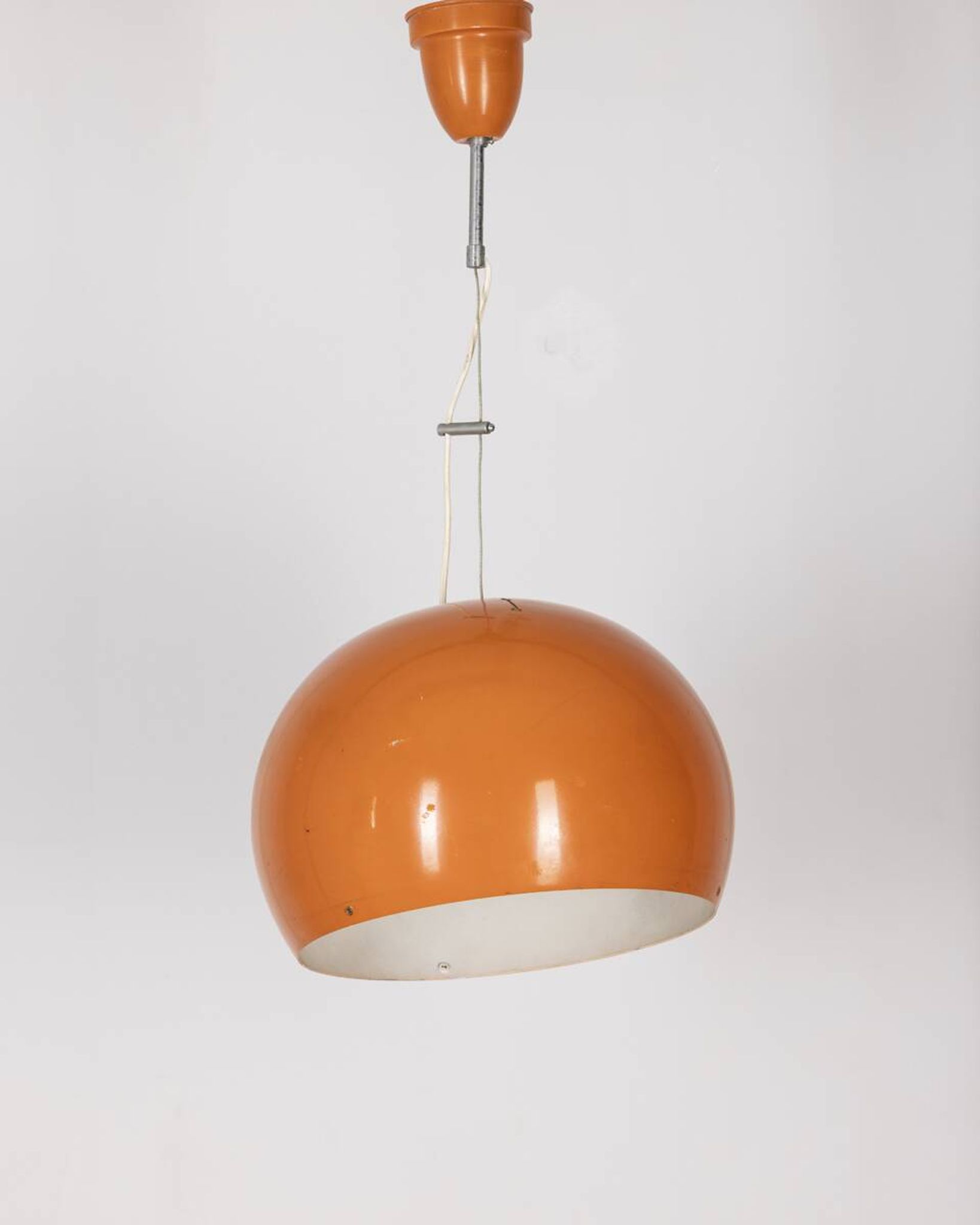 Vintage 70's chandelier in orange metal, italian design