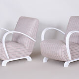 Original pair of white art deco beech armchairs, czechia, 1930s
